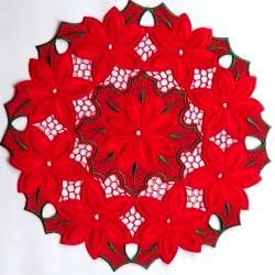 Ronde sierlap met kerstroosmotief (diameter 30 cm)