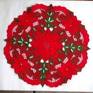 Ronde sierlap met kerstroosmotief (diameter 37,5 cm)