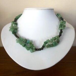 Halssnoer, lichtgroene jade