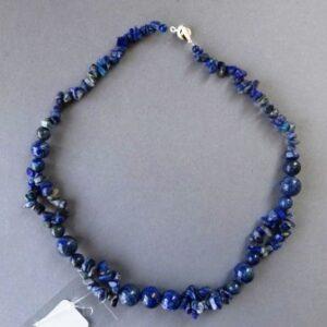Halssnoer Lapis Lazuli  splitparels en ronde parels