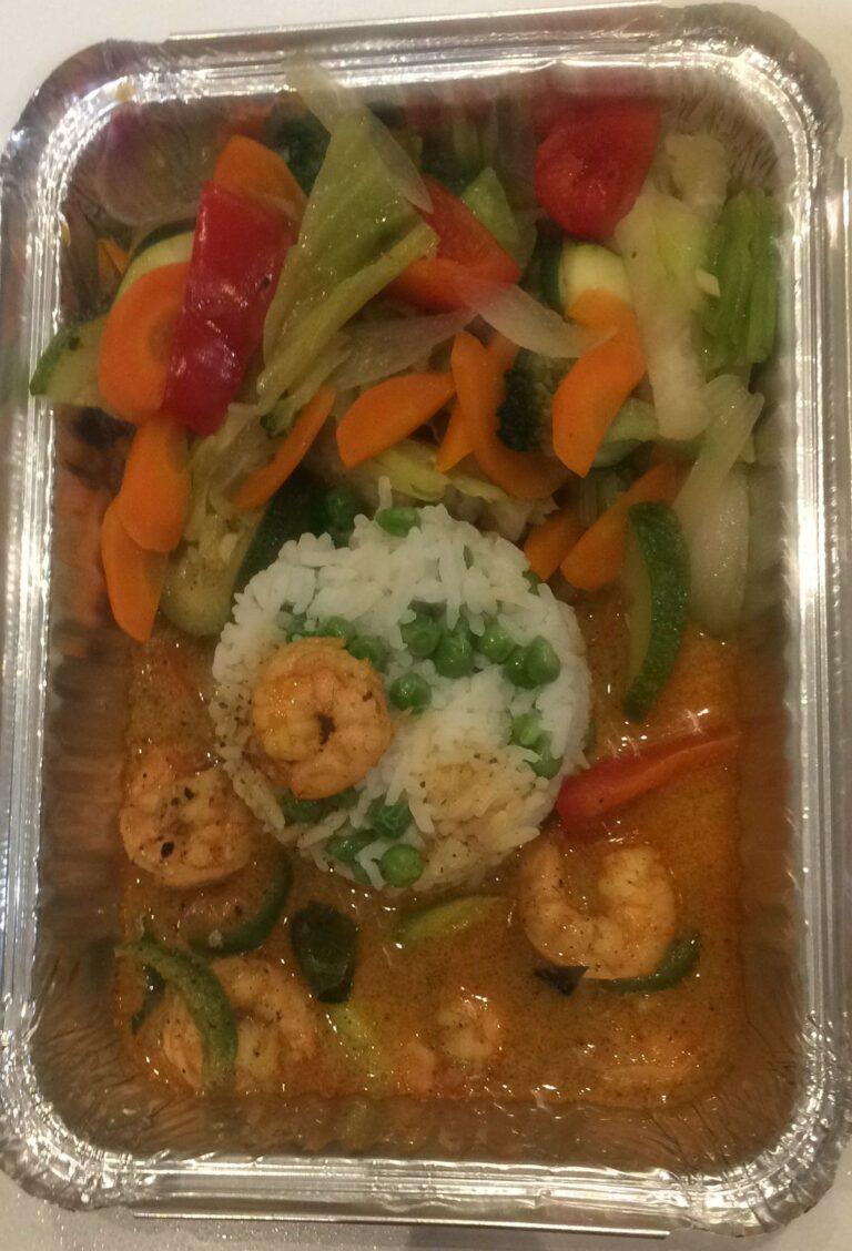 Thais eten -Khao Pad scampi